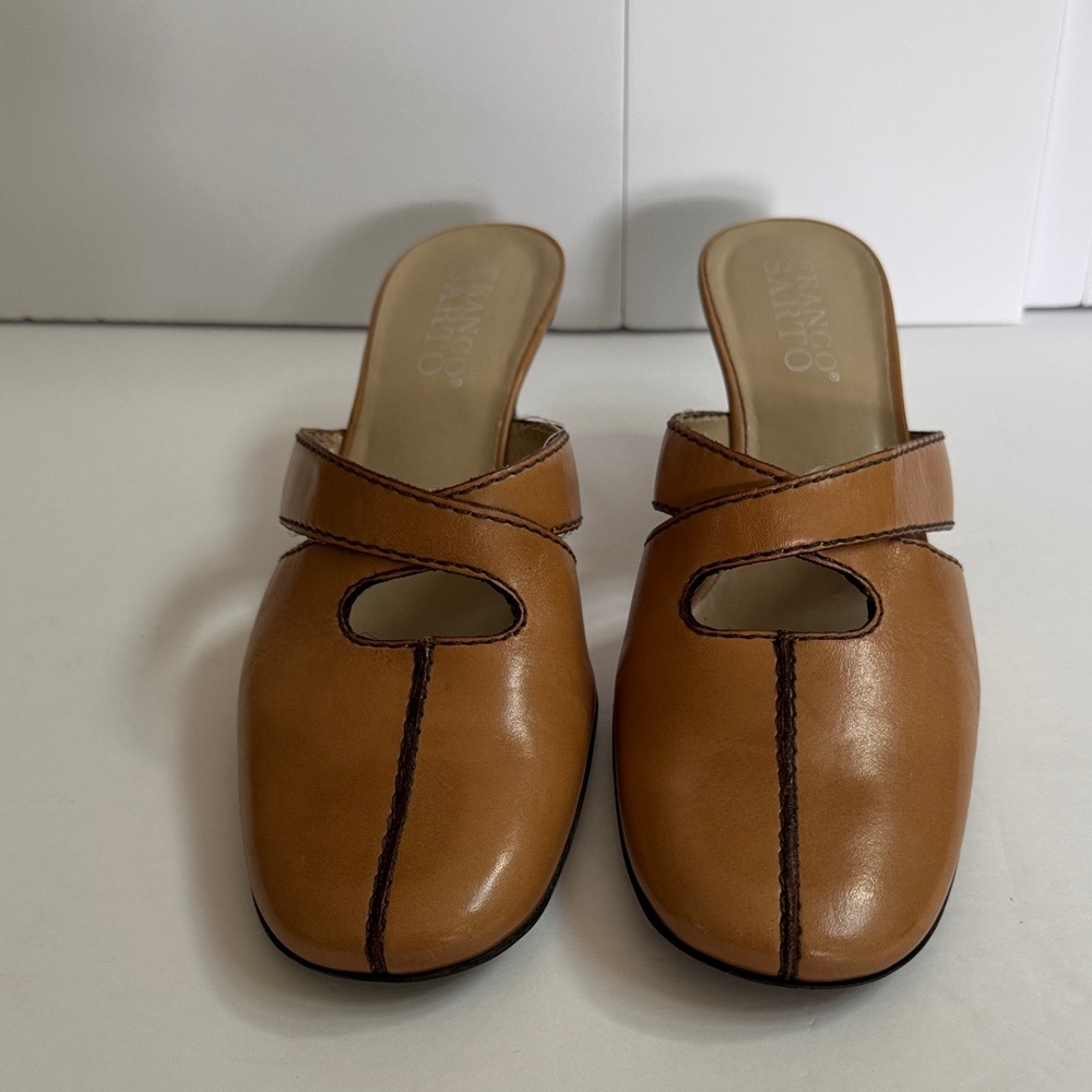 Franco Sarto Tan Leather Mules